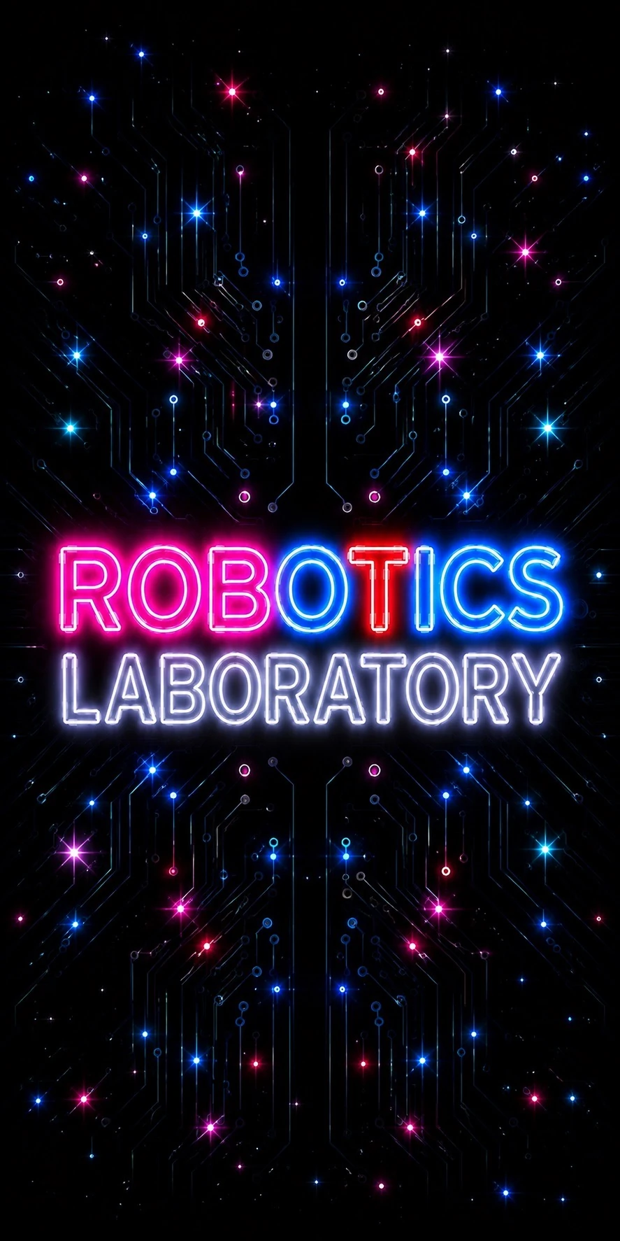 Vertical Robotics Laboratory neon wallpaper concept with circuit traces